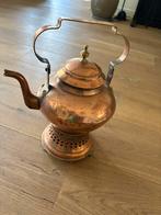 Koperen theepot  met warmhouder, Antiek en Kunst, Ophalen of Verzenden, Koper