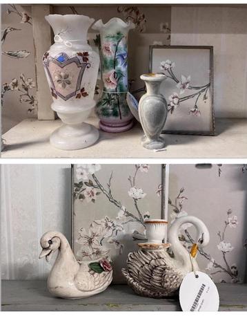 Brocante vaasjes - fotolijstjes - eendje beschikbaar voor biedingen