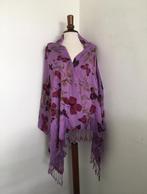 Mooie paars lila warme sjaal omslagdoek 172x68cm vlinders, Nieuw, Sjaal, Ophalen of Verzenden, Overige kleuren