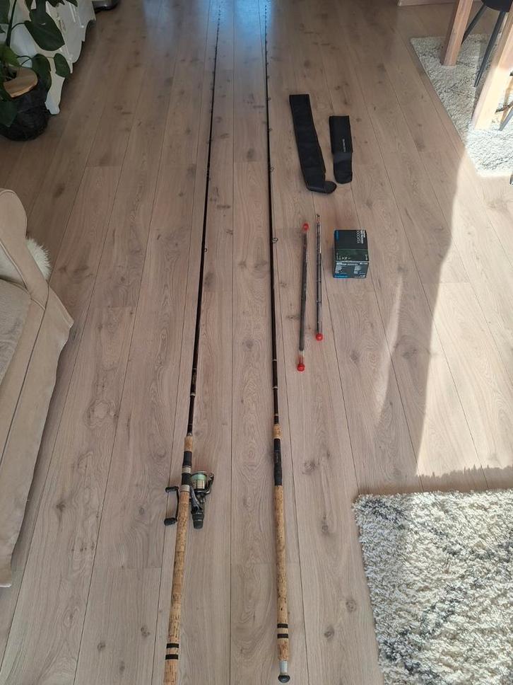 2 jades (4.2 meter) hengels met een Shimano 5000 XTEA molens, Watersport en Boten, Hengelsport | Karpervissen, Werphengel, Ophalen of Verzenden