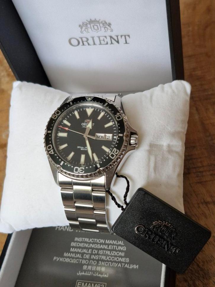 Orient Kamasu Duikhorloge - Donkergroen - Saffierglas, Sieraden, Tassen en Uiterlijk, Horloges | Heren, Zo goed als nieuw, Polshorloge