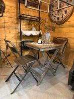 Metalen klapstoeltjes 4 stuks teab, Huis en Inrichting, Stoelen, Ophalen, Nieuw, Grijs, Eén