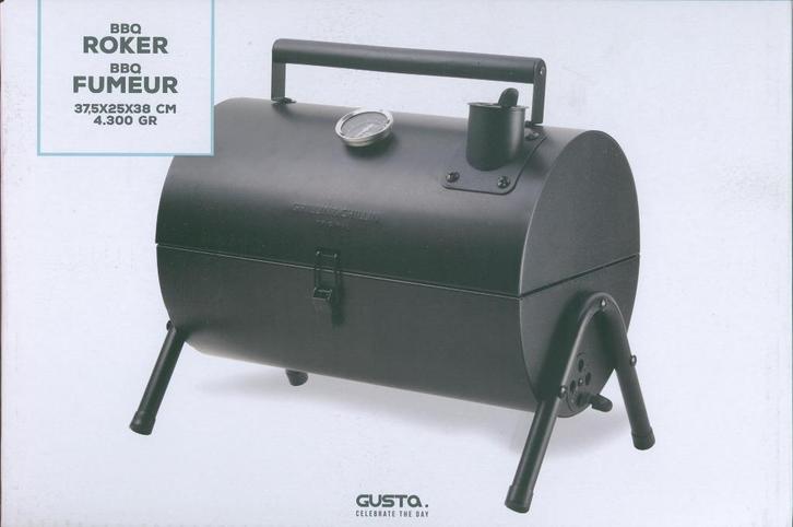 ZWARTE GUSTA BBQ COMPACTE GRILL SMOKER ROKER, Tuin en Terras, Houtskoolbarbecues, Nieuw, Verzenden