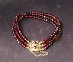 Schiterend granaten armband met 14 krt gouden slot, Ophalen of Verzenden, Gebruikt, Rood, Goud