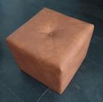Bruine imitatie leer poef, Ophalen, Vierkant, 50 tot 75 cm