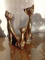 Mid Century Messing Katten Beelden Set, Tuin en Terras, Ophalen of Verzenden, Gebruikt, Metaal, Dierenbeeld