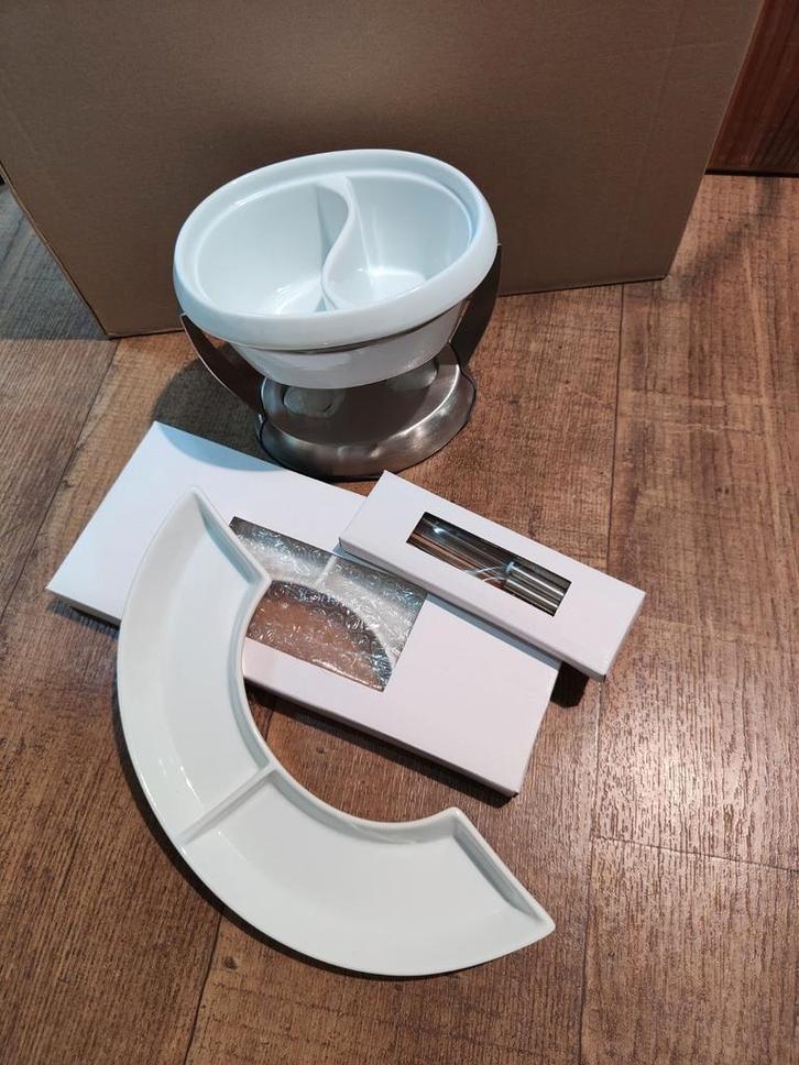 Fondueset met borden en vorkjes - 2 tot 4 personen, Witgoed en Apparatuur, Fonduesets, Nieuw, Fondueset, Waxinelicht, Ophalen of Verzenden