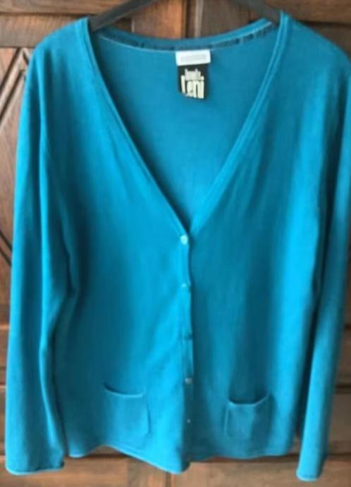 Petroleumblauw vest V-hals knopen; Street One; oto 51 cm, Kleding | Dames, Grote Maten, Zo goed als nieuw, Trui of Vest, Blauw