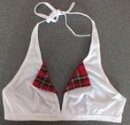 Witte BH/bovenstukje/nieuw/schots-ruit erop/Mt S/M /nekstrik, Kleding | Dames, Ondergoed en Lingerie, Obsessieve, Ophalen of Verzenden
