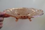 Antieke rose glazen schaal, persglas met rozen motief, op 4, Ophalen of Verzenden