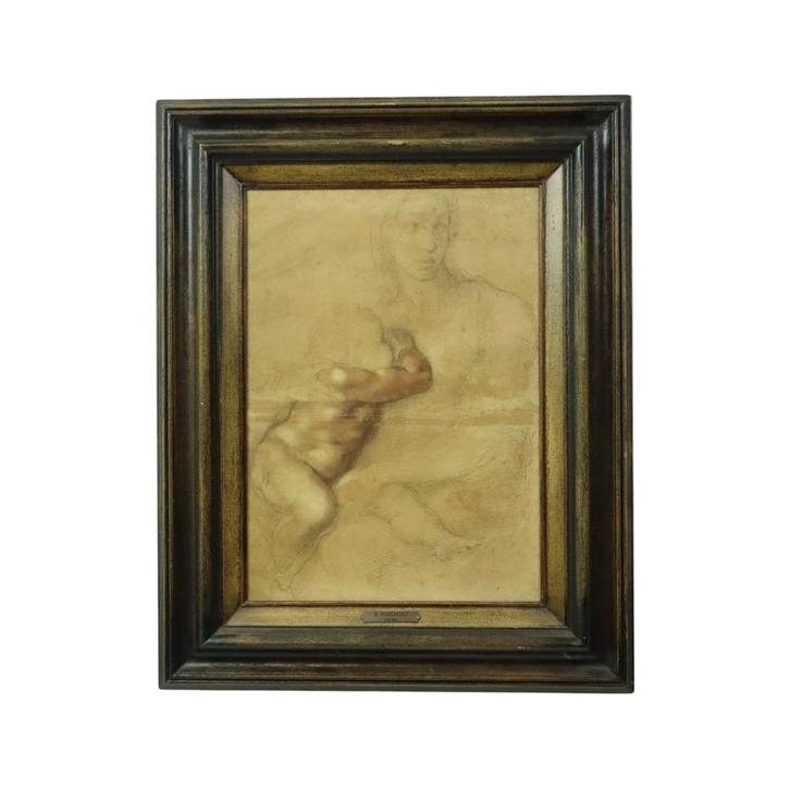 Ingelijste Kunstdruk Madonna met Kind Michelangelo NYGS, Verzamelen, Posters, Gebruikt, Overige onderwerpen, Rechthoekig Staand
