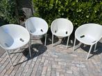 Vier witte soft egg tuinstoelen Philippe Starck!, Tuin en Terras, Tuinstoelen, Ophalen, Zo goed als nieuw, Kunststof, Stapelbaar