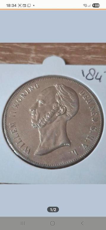 2 1/2 Gulden (Rijksdaalder) 1847 in zeer mooie kwaliteit.  beschikbaar voor biedingen