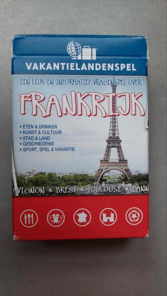 Vakantielandenspel Frankrijk - Vragenspel, Hobby en Vrije tijd, Gezelschapsspellen | Kaartspellen, Gebruikt, Een of twee spelers
