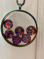 *Uniek!*Ketting+lockethanger+retro groovy patterns floaters…, Overige kleuren, Nieuw, Ophalen of Verzenden, Overige materialen