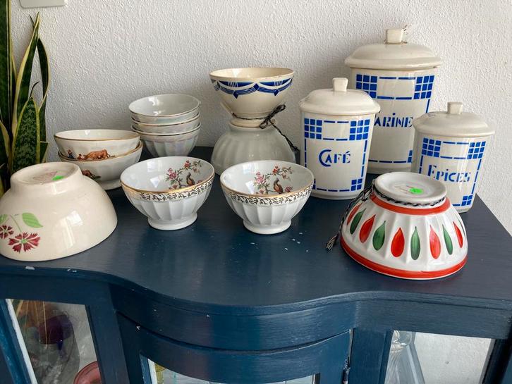 Spoelkommen en voorraadpotten uiy Frankrijk, Antiek en Kunst, Curiosa en Brocante, Ophalen of Verzenden