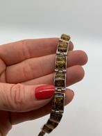 T528 Prachtige zilveren armband barnstenen, Ophalen of Verzenden, X, Met edelsteen, Zilver