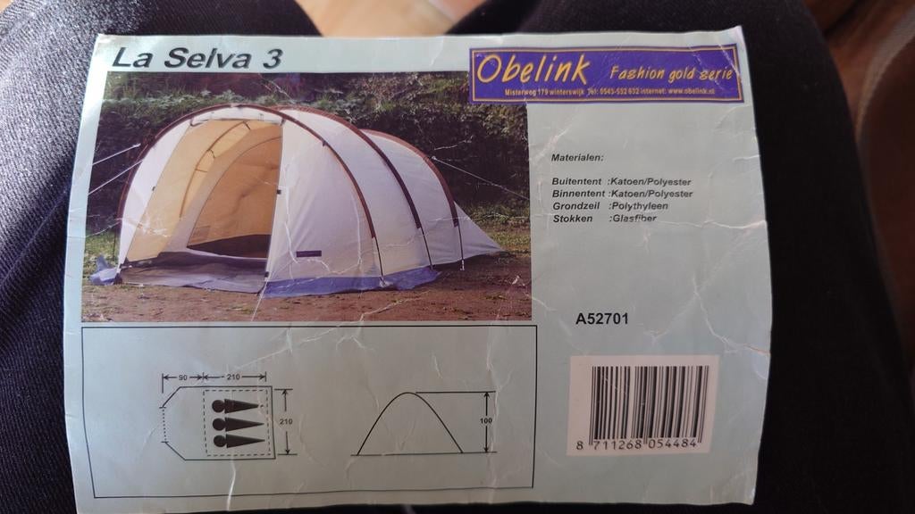 Obelink Gold Serie La Selva 3 Canvas Tent net geimpregneert., Ophalen