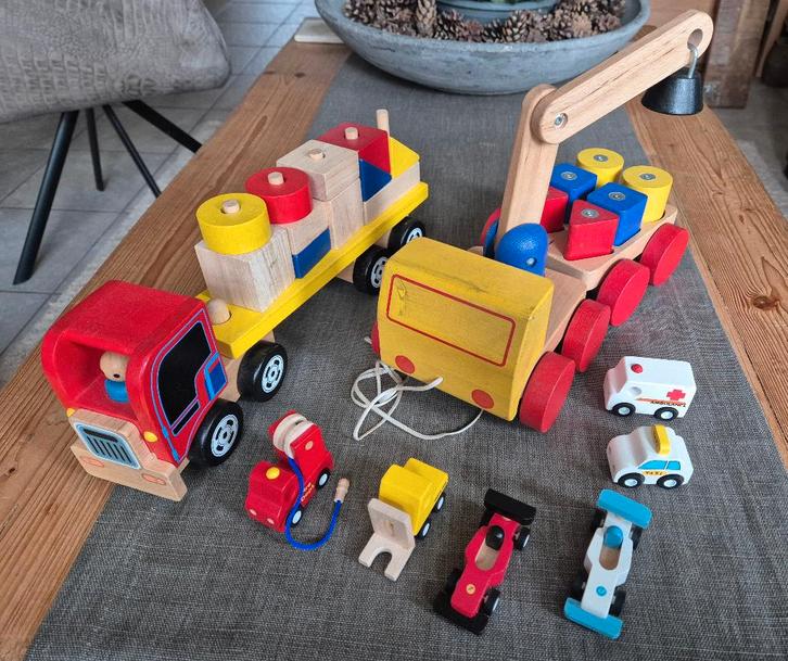 Houten speelgoed auto's, Kinderen en Baby's, Speelgoed | Houten speelgoed, Gebruikt, Overige typen, Ophalen of Verzenden