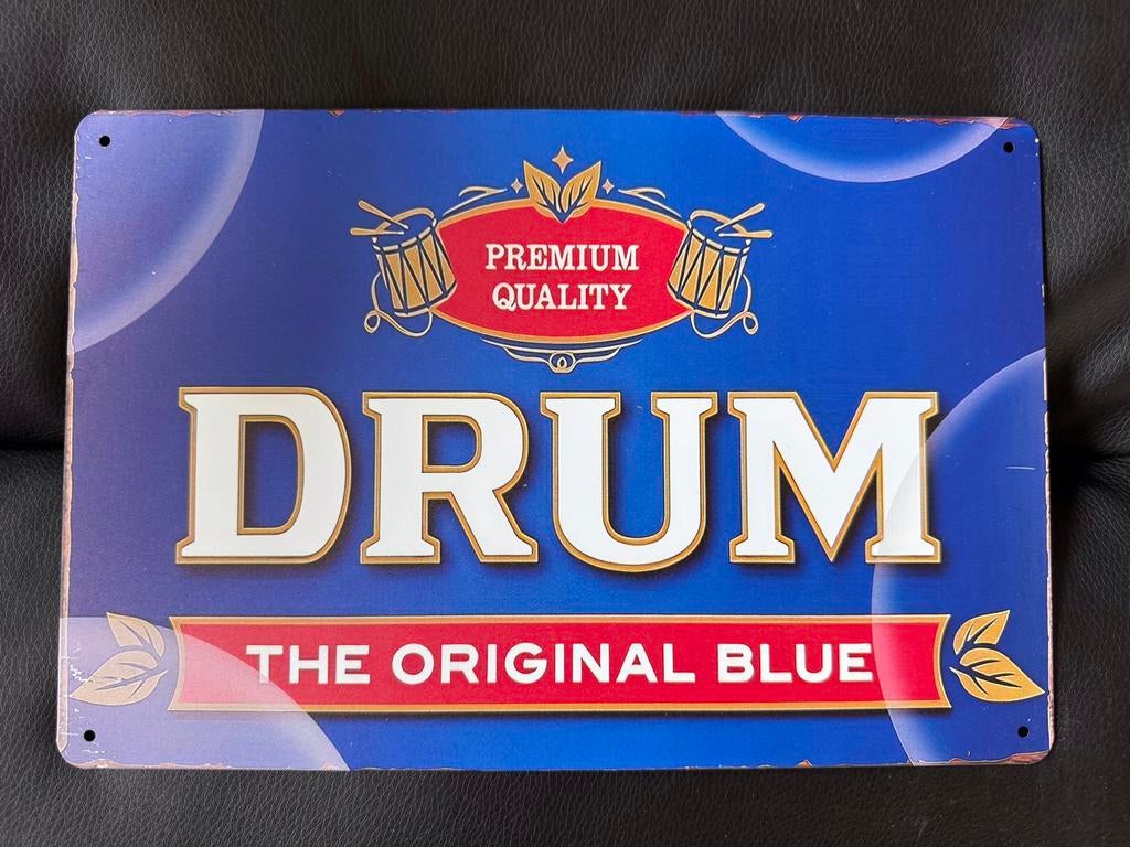 DRUM The Original Blue Reclamebord -  30 bij 20, Ophalen of Verzenden, Zo goed als nieuw, Reclamebord