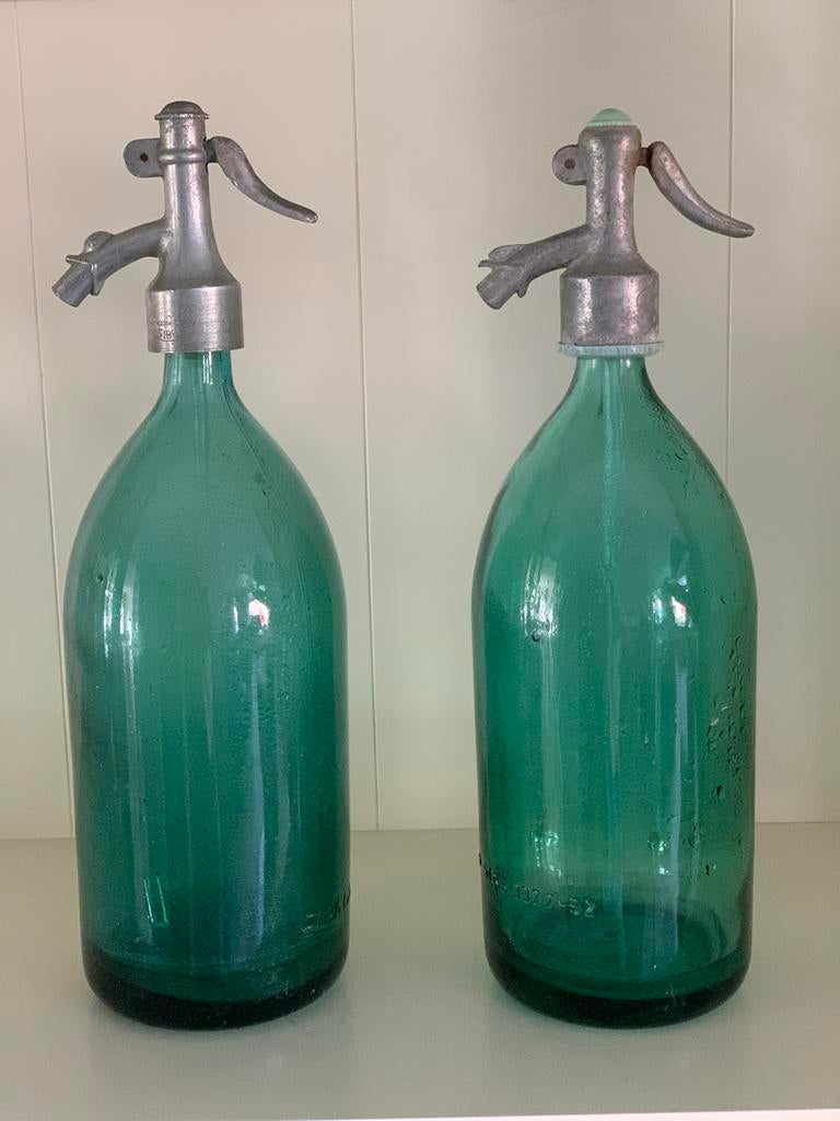 2 Roemeense spuitwaterflessen / sifonflessen, Antiek en Kunst, Ophalen of Verzenden