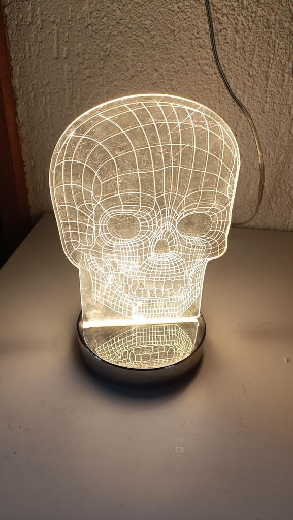 3D Illusie Doodshoofd Lamp - Sfeervolle LED Verlichting, Ophalen of Verzenden, Zo goed als nieuw, Modern, Uniek, Sfeervol