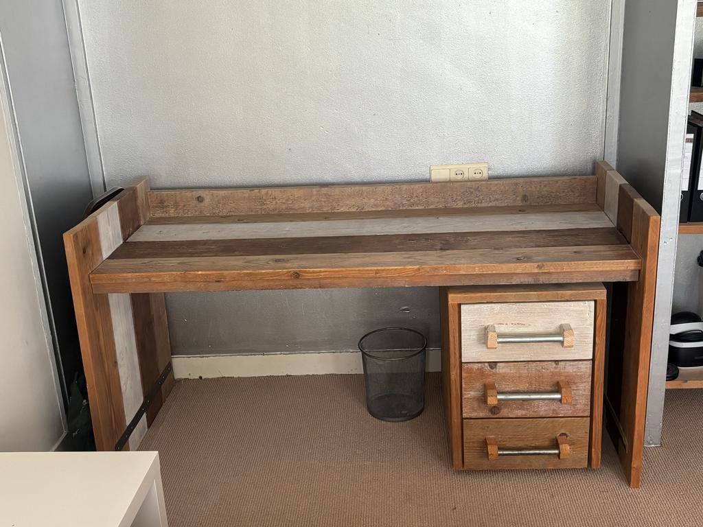 Steiger hout bureau met lades - Handgemaakt, Ophalen, Overige typen, Gebruikt, Bruin