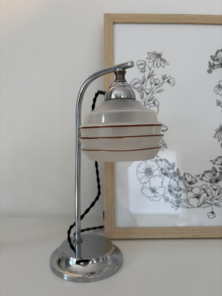 Antieke Franse tafellamp, art deco lamp, nachtlamp, Ophalen of Verzenden