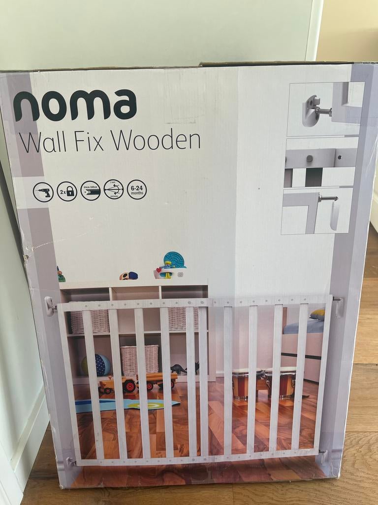 Noma Wall Fix Wooden Traphekje - Wit, 64-100 cm, Kinderen en Baby's, Traphekjes, Ophalen, Nieuw, 100 tot 115 cm, Schroefhekje
