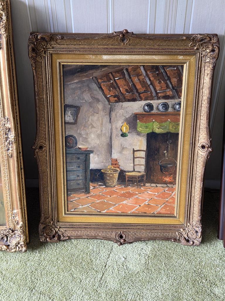 Olieverfschilderijen in Baroklijst - Set van 2, Antiek en Kunst, Ophalen