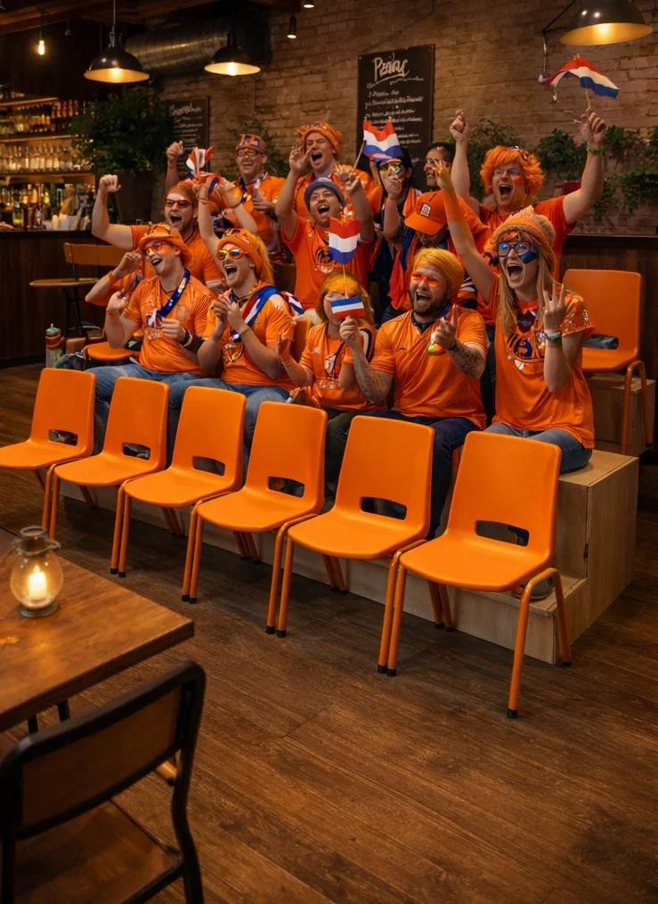 Kantinestoelen nu ook in het Oranje., Ophalen of Verzenden