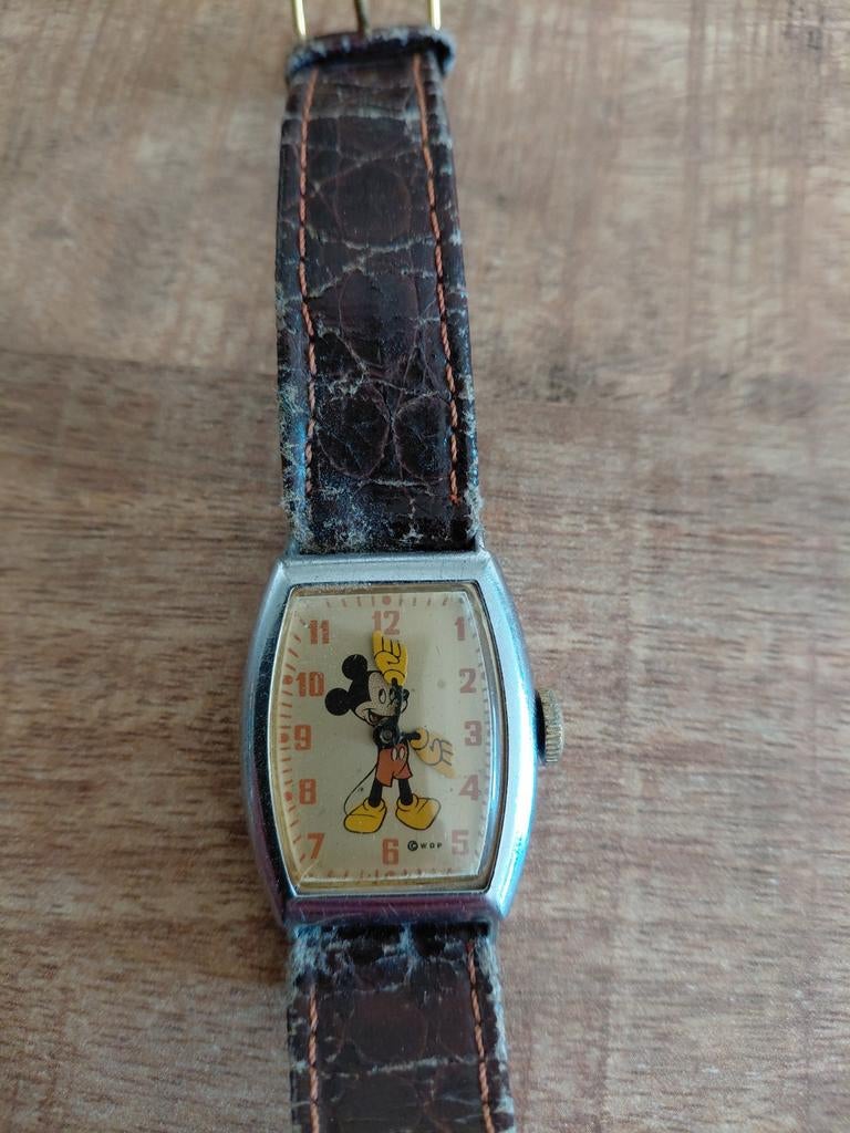 Mickey mouse horloge oud, Ophalen of Verzenden, Staal, Overige merken
