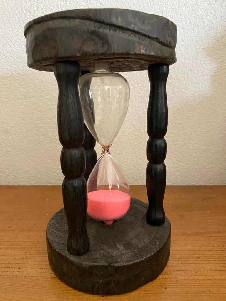 Zandloper Timer 60 minuten, zwart houten frame decoratieve