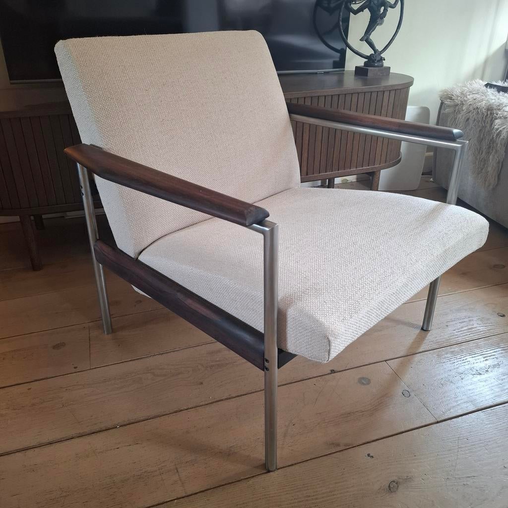 Vintage fauteuil Gijs van der Sluis, rio palisander, Ophalen