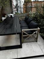 Modulaire bank van teak met bankkussens, Ophalen, Zo goed als nieuw, Bank