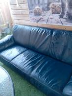GRATIS!!! Groot donkerblauw leren bankstel (2,5 en 3,5 zits), Ophalen, Gebruikt, 300 cm of meer, Rechte bank