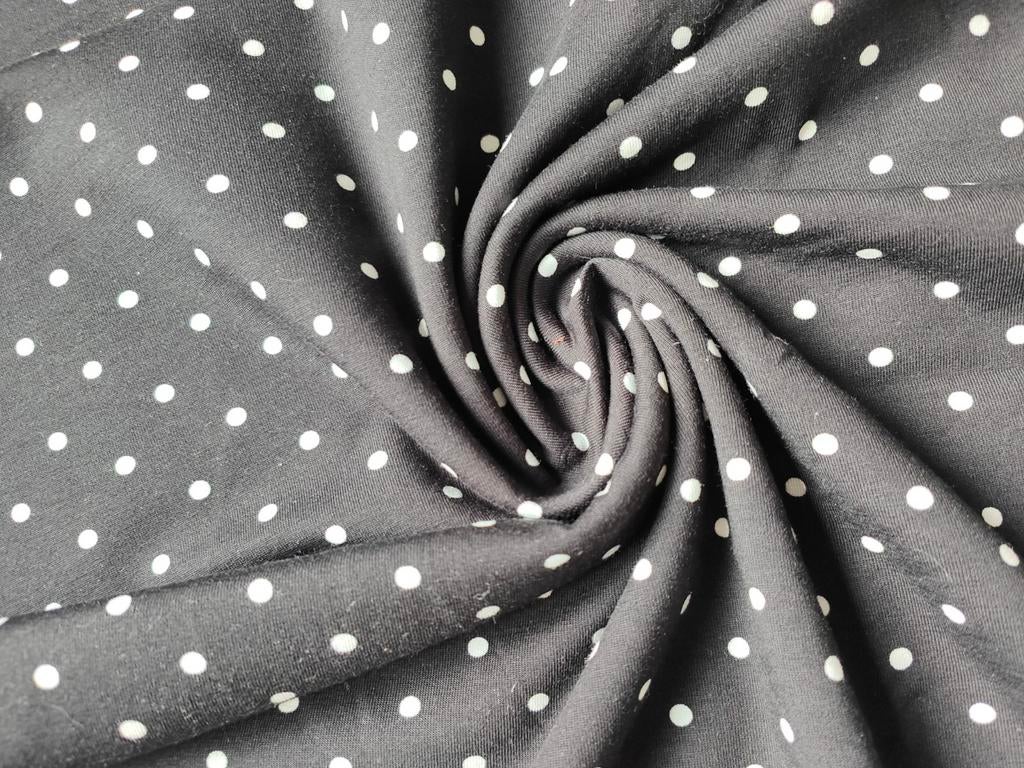 Katoen jersey tricot zwart met witte stippen stof, Ophalen of Verzenden, Nieuw