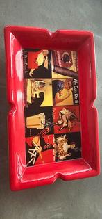 Vintage rode asbak met opdruk - uniek design, Verzamelen, Ophalen of Verzenden