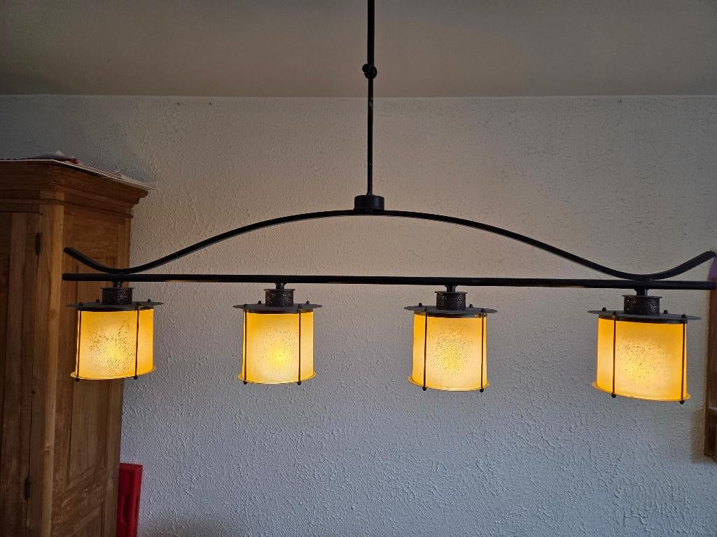 Tafel hanglamp, Ophalen, Zo goed als nieuw, Glas, 75 cm of meer