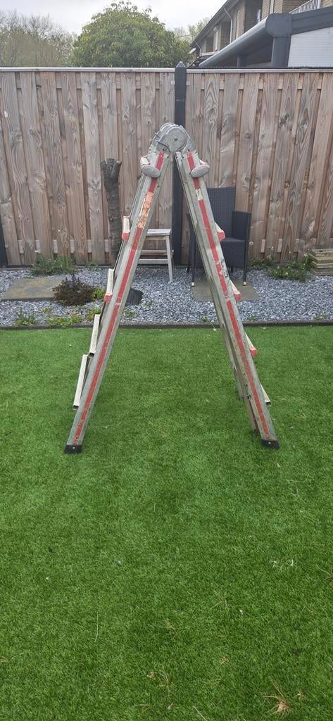 Multifunctionele aluminium ladder - 3.06m/5.30m, Ophalen, Gebruikt, Opvouwbaar of Inschuifbaar, 4 meter of meer