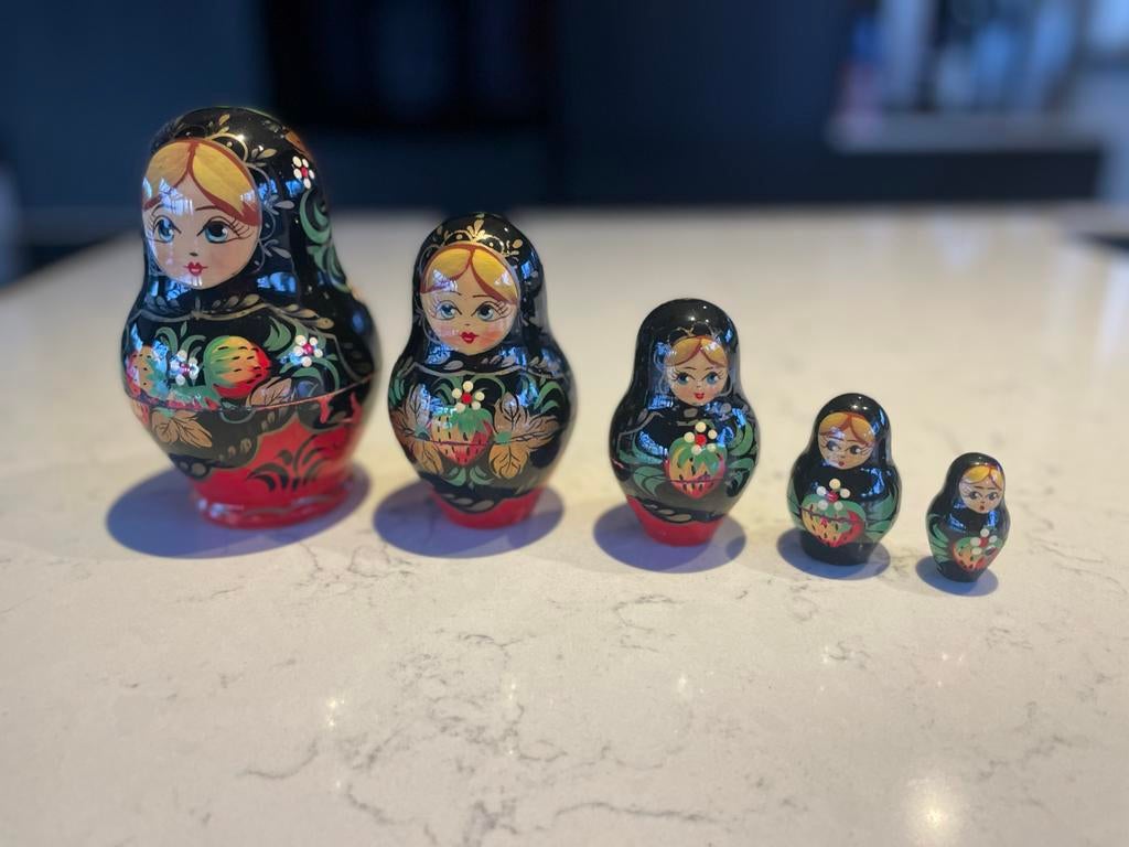 Vintage Russische Matroesjka Poppen Set - 5 Stuks, Verzamelen, Poppetjes en Figuurtjes, Zo goed als nieuw, Ophalen of Verzenden