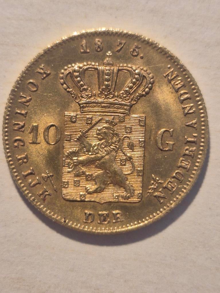Gouden tientje 1875 Willem 3, Postzegels en Munten, Munten | Nederland, Ophalen of Verzenden