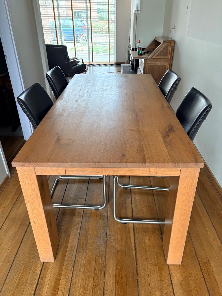 Blank eiken eettafel, Huis en Inrichting, Tafels | Eettafels, Gebruikt, 50 tot 100 cm, 150 tot 200 cm, Vijf personen of meer, Rechthoekig