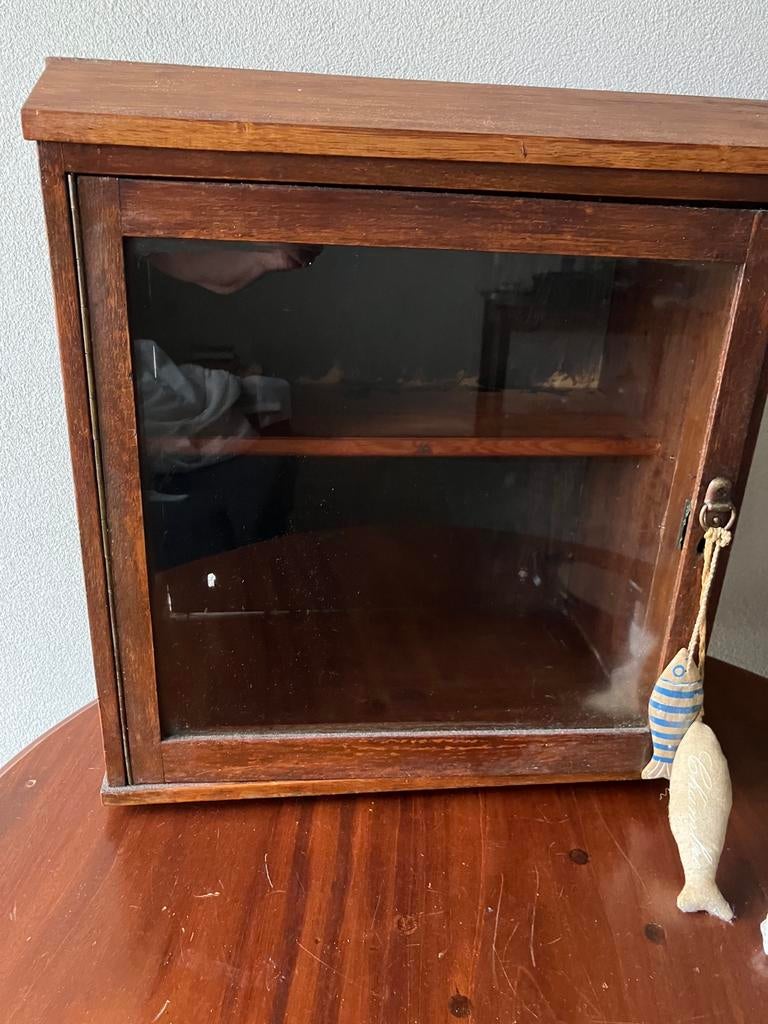 Brocante Vitrine Kastje - Hout met Glasdeur, Ophalen of Verzenden