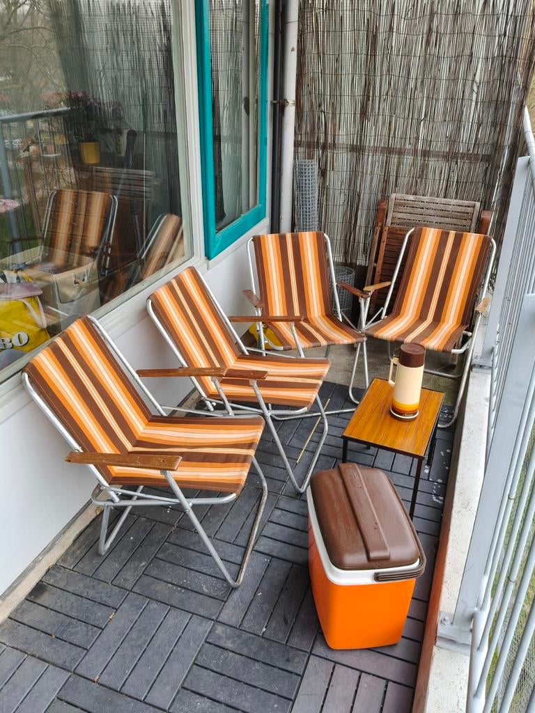 Jaren 70 Camping Set 70s Kampeer Stoelen Retro Koelbox, Ophalen, Gebruikt, Aluminium