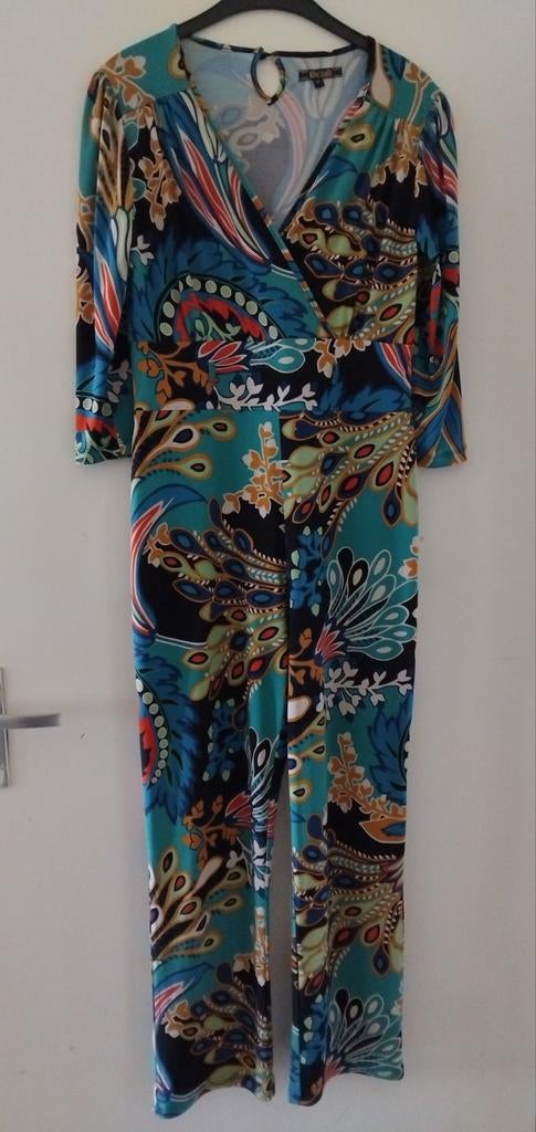 King Louie jumpsuit met pauwenveren patroon maat M, Kleding | Dames, Jumpsuits, Maat 38/40 (M), Zwart, Ophalen of Verzenden, Zo goed als nieuw