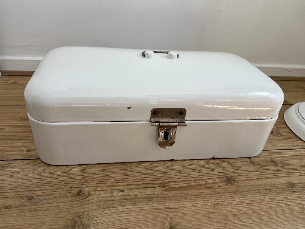 emaile broodtrommel wit, Antiek en Kunst, Antiek | Emaille, Ophalen