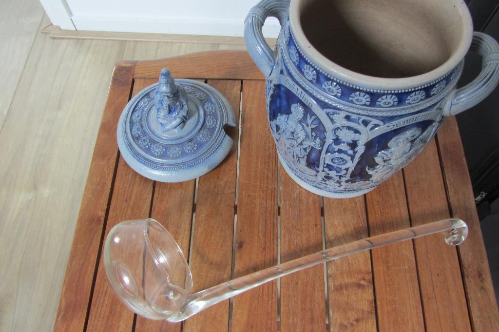 Duitse vintage punch kom, blauw, Ophalen