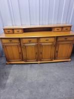 Blank eiken patiné dressoir met spiegel, Ophalen, 150 tot 200 cm, Eikenhout, Zo goed als nieuw