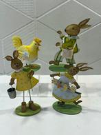 Vintage blikken Paasfiguren Paasdecoratie hazen & kip, Verzenden, Gebruikt